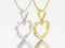 3D illustration two gold and silver diamond heart necklaces on c