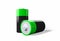 3D Illustration - Two green black batteries on white Background