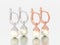 3D illustration two pair of rose and white gold or silver pearl