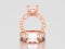 3D illustration two rose gold channel princess cut diamond engagement decorative rings