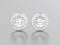 3D illustration two white gold or silver diamonds earrings