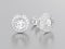3D illustration two white gold or silver diamonds earrings with