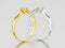 3D illustration two yellow and white gold or silver engagement s