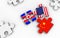 3d illustration USA, Korea and China flags on puzzle pieces