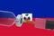 3D Illustration vaccine container bottle accompanied by a syringe with Haiti flag covid19 covid-19 coronavirus