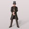 3D-illustration of a victorian steampunk gent character with top hat. isolated rendering object