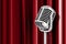 3D illustration Vintage Microphone and Theater stage with red curtain style