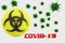 3D ILLUSTRATION VIRUS, BIOHAZARD covid 19 SYMBOL,CORONAVIRUS, Flu coronavirus floating, micro view, pandemic virus infection, asia