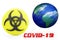 3D ILLUSTRATION VIRUS covid 19,BIOHAZARD CORONAVIRUS AND WORLD, Flu coronavirus floating, micro view, pandemic virus infection, as