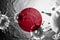 3D ILLUSTRATION VIRUS WITH Japan FLAG, CORONA VIRUS, Flu coronavirus floating, micro view, pandemic virus infection, asian flu