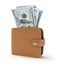 3d illustration of wallet full of money,