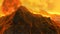 3d illustration, wallpaper in the form of fantastic burning mountainsides, slopes of a volcano with burning lava