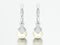 3D illustration white gold or silver pearl diamond earrings with