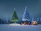 3d illustration of winter christmas tree scene. Christmas celebration