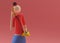3D illustration Woman talking by telephone Cartoon 3D Render Design