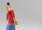 3D illustration Woman talking by telephone Cartoon 3D Render Design