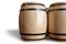 3D Illustration wooden barrels wine isolated on white background. Alcoholic drink in wooden barrels, such as wine