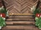 3D illustration of wooden stairs with frog