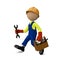 3D Illustration of a Worker with a Toolbox Running