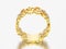 3D illustration yellow gold decorative curve out flowers and hearts ring