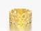 3D illustration yellow gold decorative curve out flowers and hearts ring