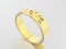 3D illustration yellow gold engagement ring with diamon