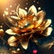3d illustration of yellow lotus flower with golden petals. AI generated