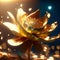 3d illustration of a yellow lotus flower with golden petals AI generated