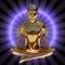 3d illustration of yoga man figure lotus pose stylized golden body