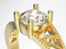 3D illustration zoom macro yellow gold ring with diamon