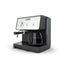 3d ilustration of Stylish black espresso making machine brewing