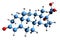 3D image of 11-Deoxycortisol skeletal formula