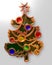 3D image christmas tree with star and balls multicolor enamelled pin