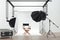 3d image of clean big space photo studio