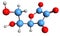 3D image of Dehydroascorbic acid skeletal formula