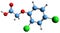 3D image of Dichlorophenoxyacetic acid skeletal formula