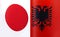3D image fragments of the national flags of Japan and the Republic of Albania
