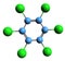 3D image of Hexachlorobenzene skeletal formula