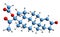 3D image of Hydroxyprogesterone acetate skeletal formula