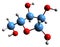 3D image of Ribose skeletal formula