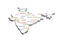 3d India map showing major cities in the country