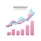 3d infographics element. Realistic arrows and chart render. Business growth strategy concept