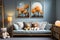 3d interior rendering of children\\\'s room with sofa and stuffed bears, ia generative