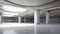 3d interior rendering of a parking lot with a bare concrete floor and ceiling.