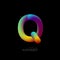 3d iridescent gradient letter Q.