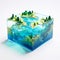 3d Island In Clear Cube Marine Biology-inspired Environmental Awareness