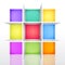 3d isolated Empty colorful bookshel