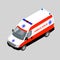 3D isometric ambulance car isolated.