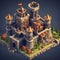 3D Isometric Big Castle in Clash of Clans Game. Generative AI