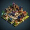 3D Isometric Big Castle in Clash of Clans Game. Generative AI